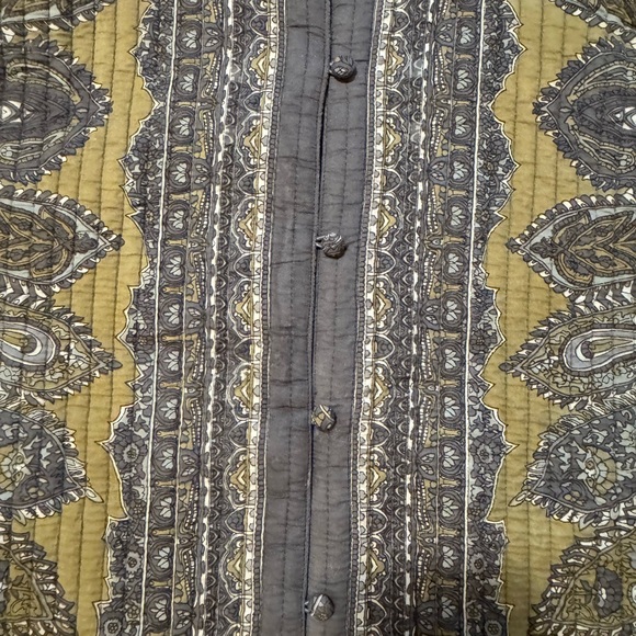 Blair Paisley Reversible Jacket Womens L Gray and Gold Quilted Coat - Picture 3 of 10